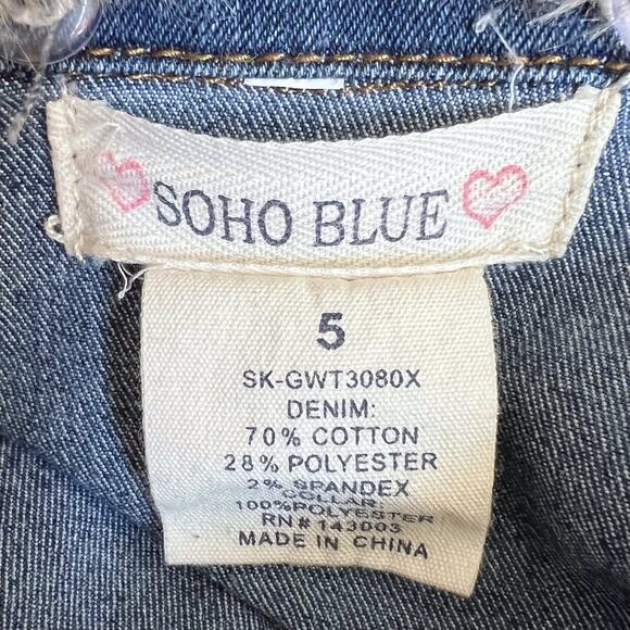 Soho Blue Girls Denim Jacket 5 Blue Button Front Removable Faux Fur Collar Fall - Picture 7 of 7